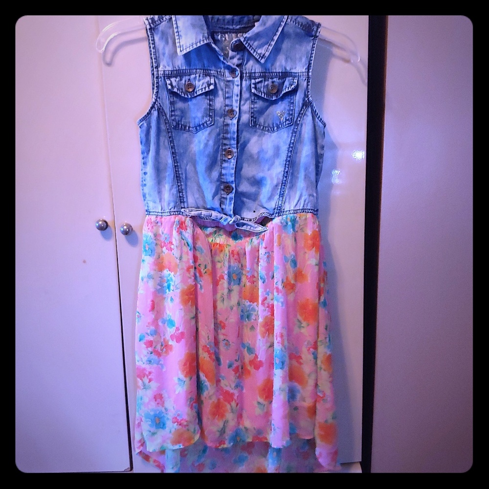 GUESS🔻Kids Denim/Chiffon High-Low Dress